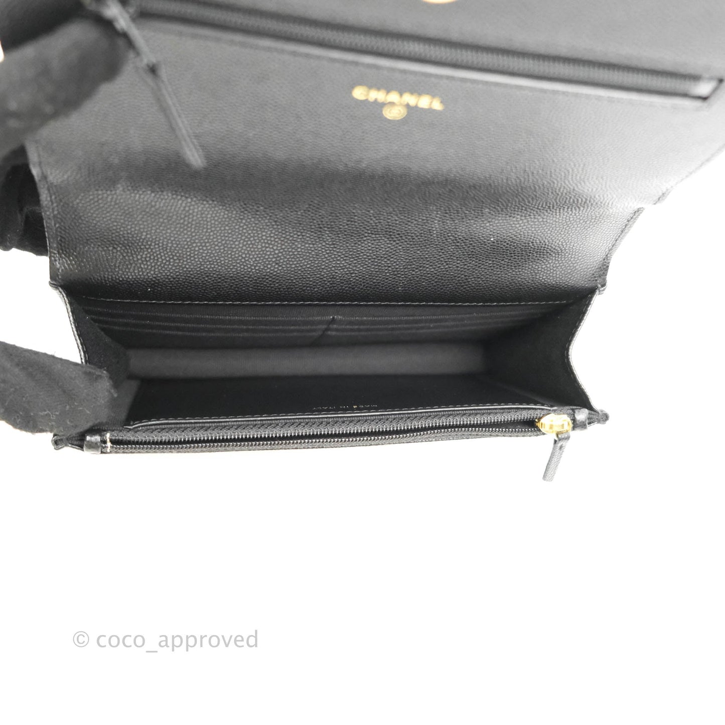 Chanel Quilted WOC Black Caviar Gold Hardware 22A
