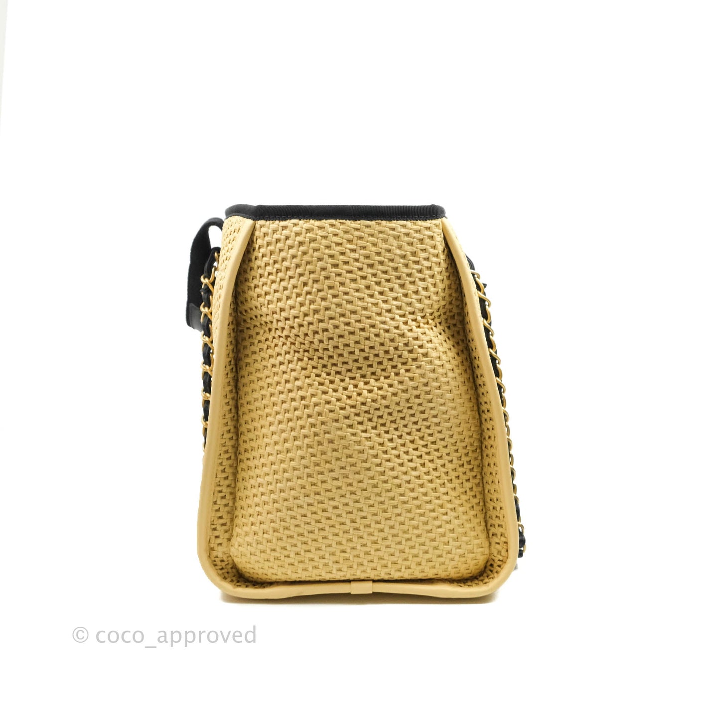 Chanel Large Deauville Tote Woven Chain Leather Logo 21S