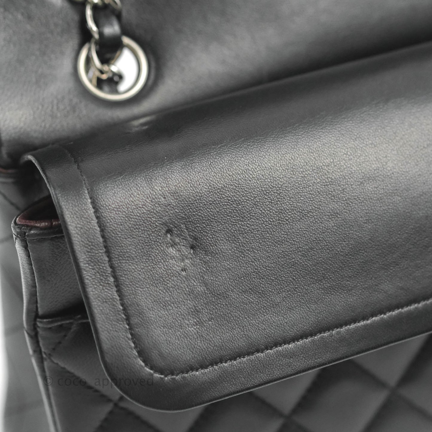 Chanel Classic M/L Medium Flap Quilted Black Lambskin Silver Hardware