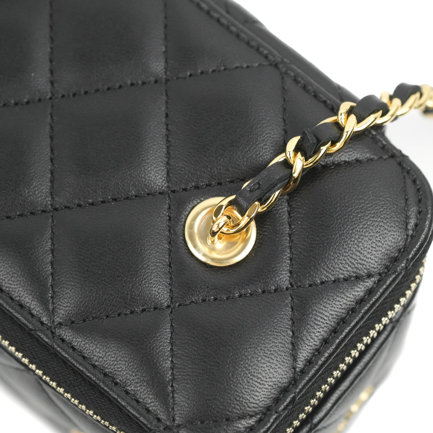 Chanel Vanity with Chain Black Lambskin Gold Hardware 23C