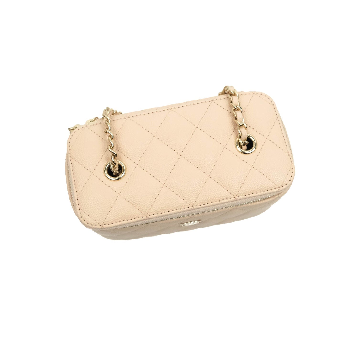Chanel Vanity with Classic Chain Light Beige Caviar Gold Hardware 22C