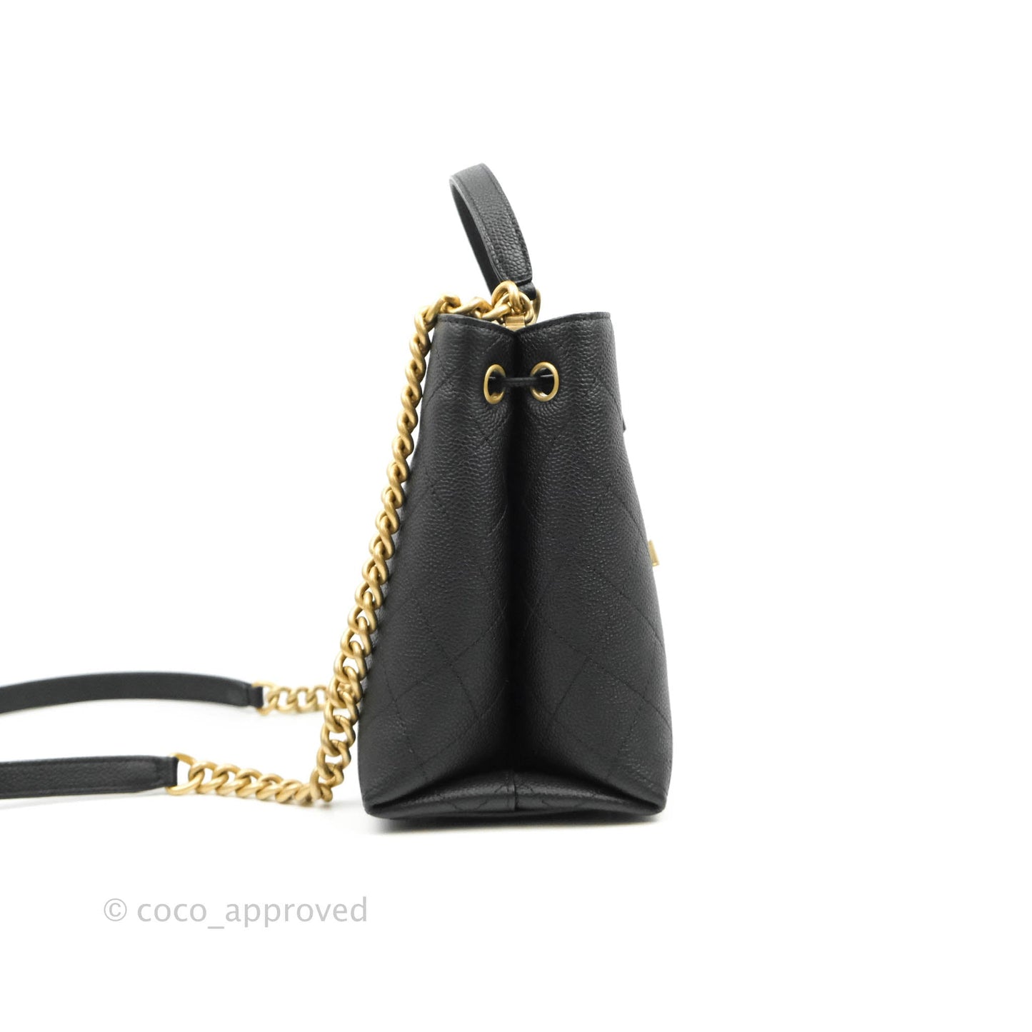 Chanel Black Grained Calfskin Drawstring Bucket Bag