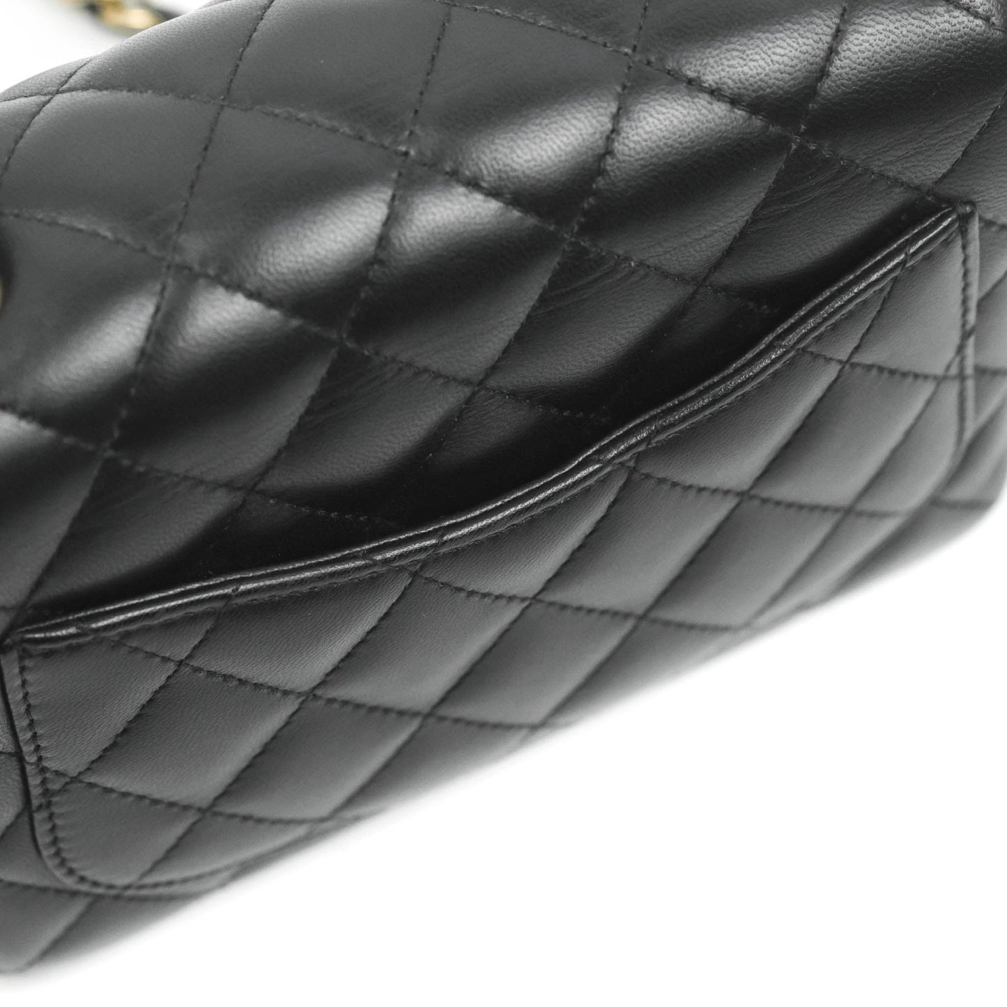Chanel Mini Square Black Lambskin Gold Hardware