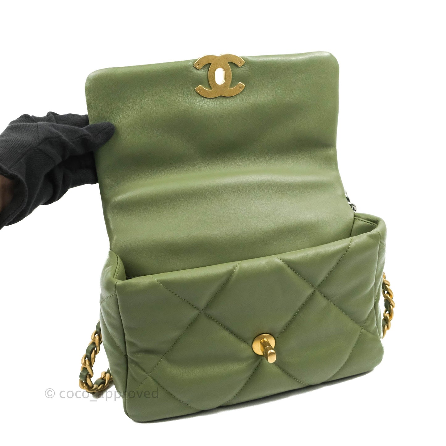 Chanel 19 Small Olive Green Mixed Hardware