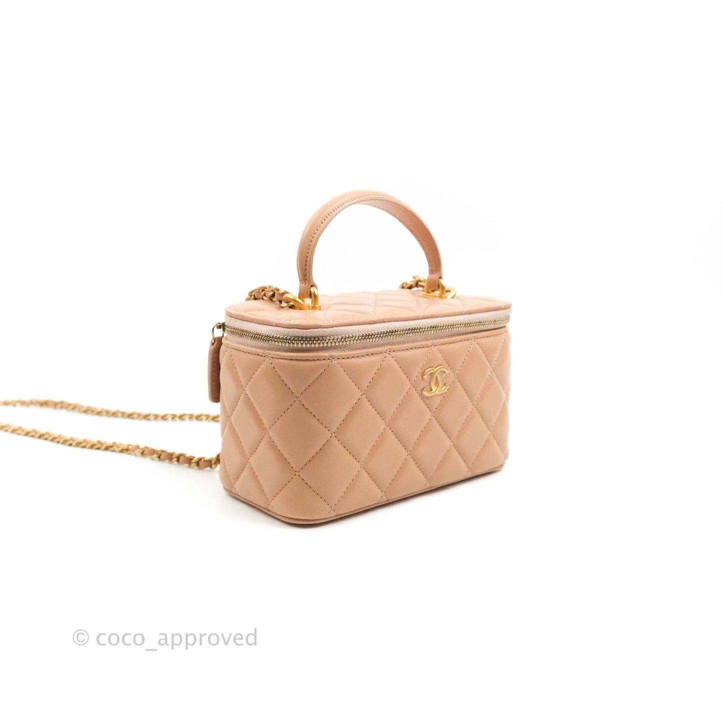 Chanel Vanity With Chain Beige Lambskin Aged Gold Hardware