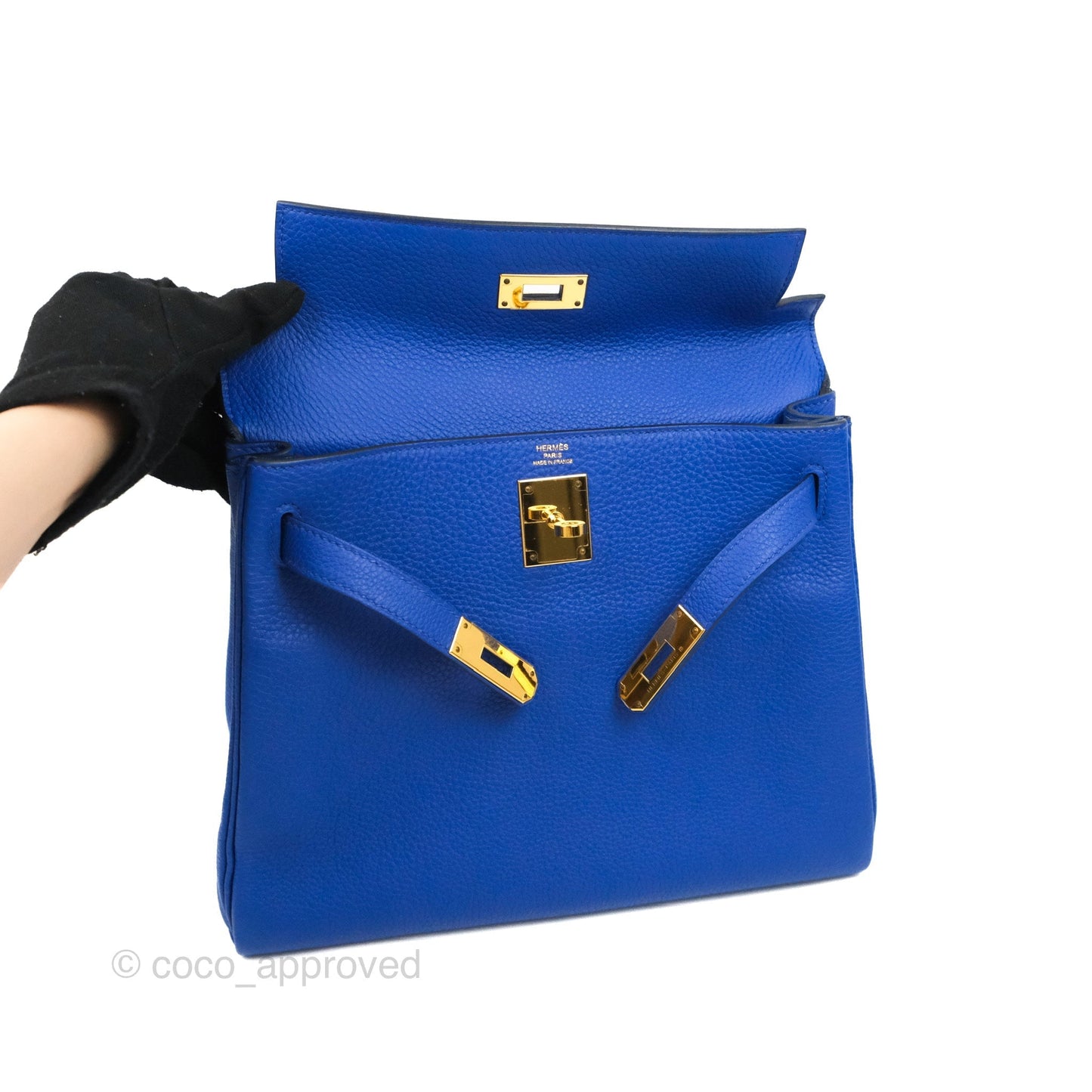 Hermès Kelly Retourne 28 Bleu Royal Togo Gold Hardware