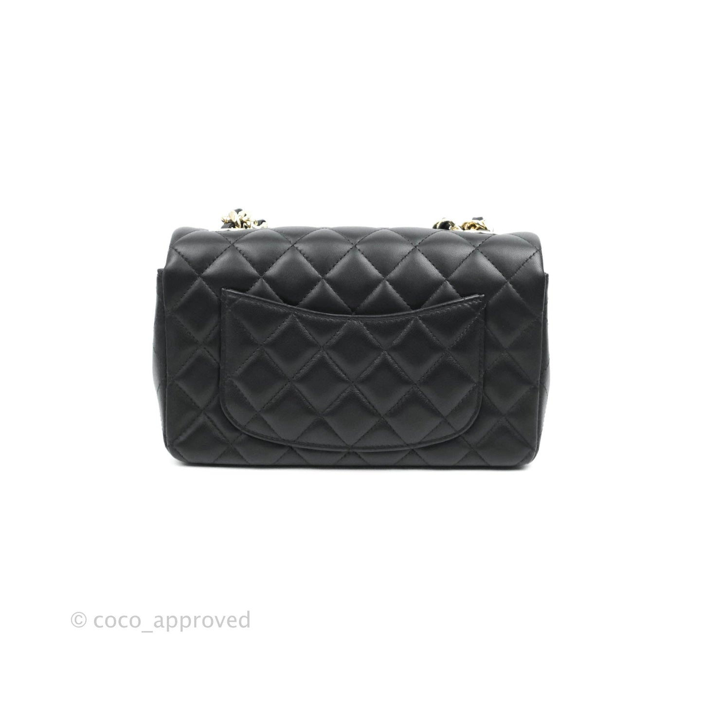 Chanel Quilted Mini Rectangular Lambskin Black Flap With Charms Gold Hardware 21C