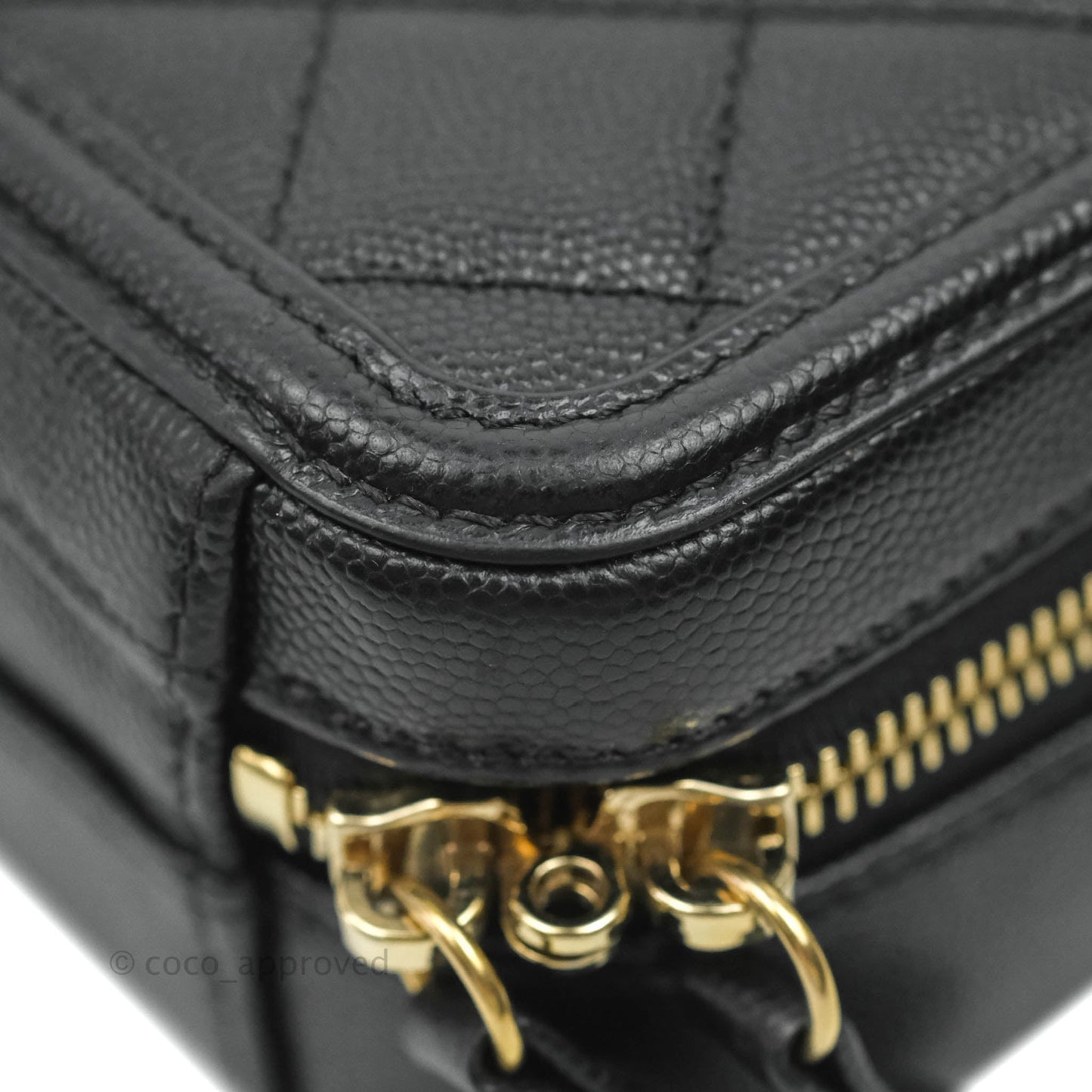 Chanel Quilted CC North South Filigree Vanity Case Black Caviar Gold Hardware