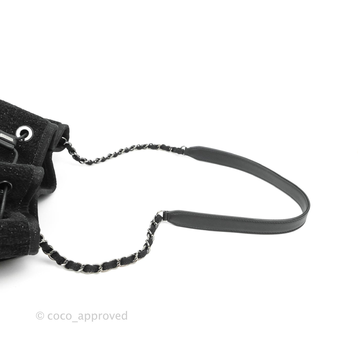 Chanel Deauville Drawstring Bag Black Glitter Lurex