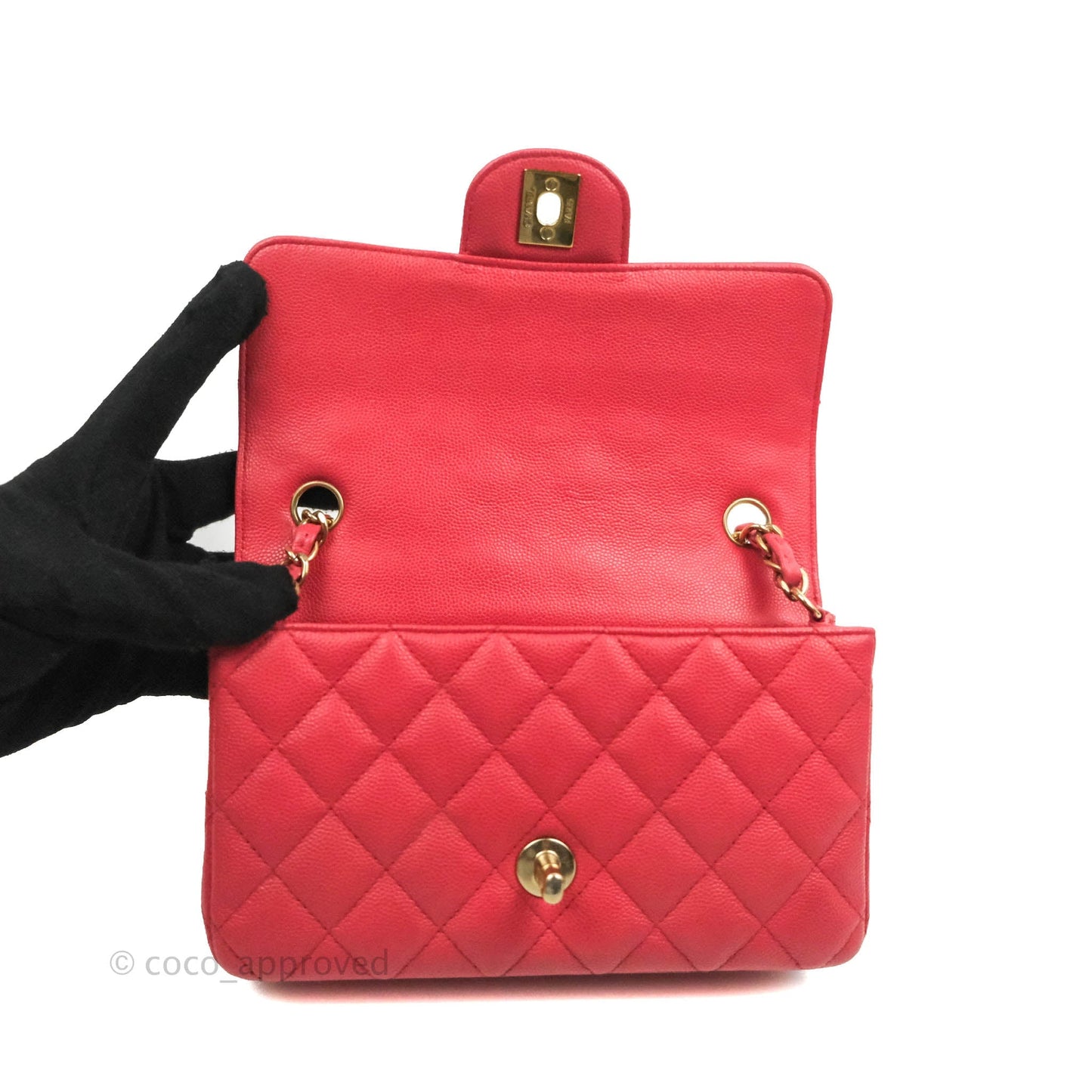 Chanel Quilted Mini Rectangular Flap Pink Caviar Gold Hardware 17C