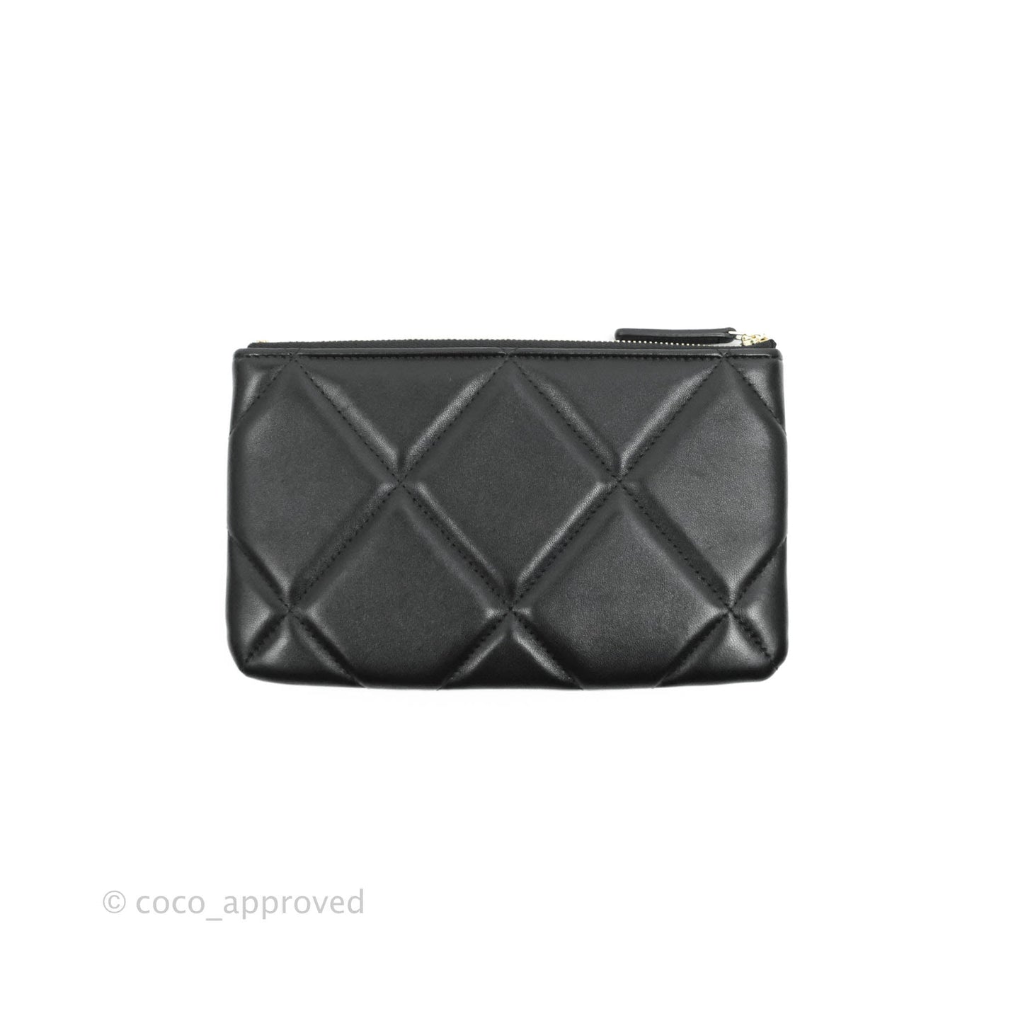 Chanel 19 Small Pouch Black Lambskin Gold Hardware