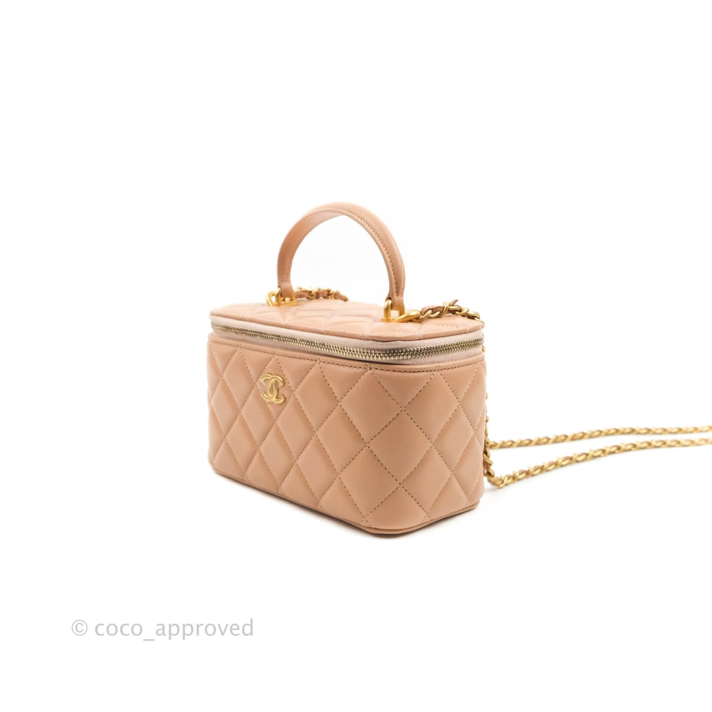 Chanel Vanity With Chain Beige Lambskin Aged Gold Hardware