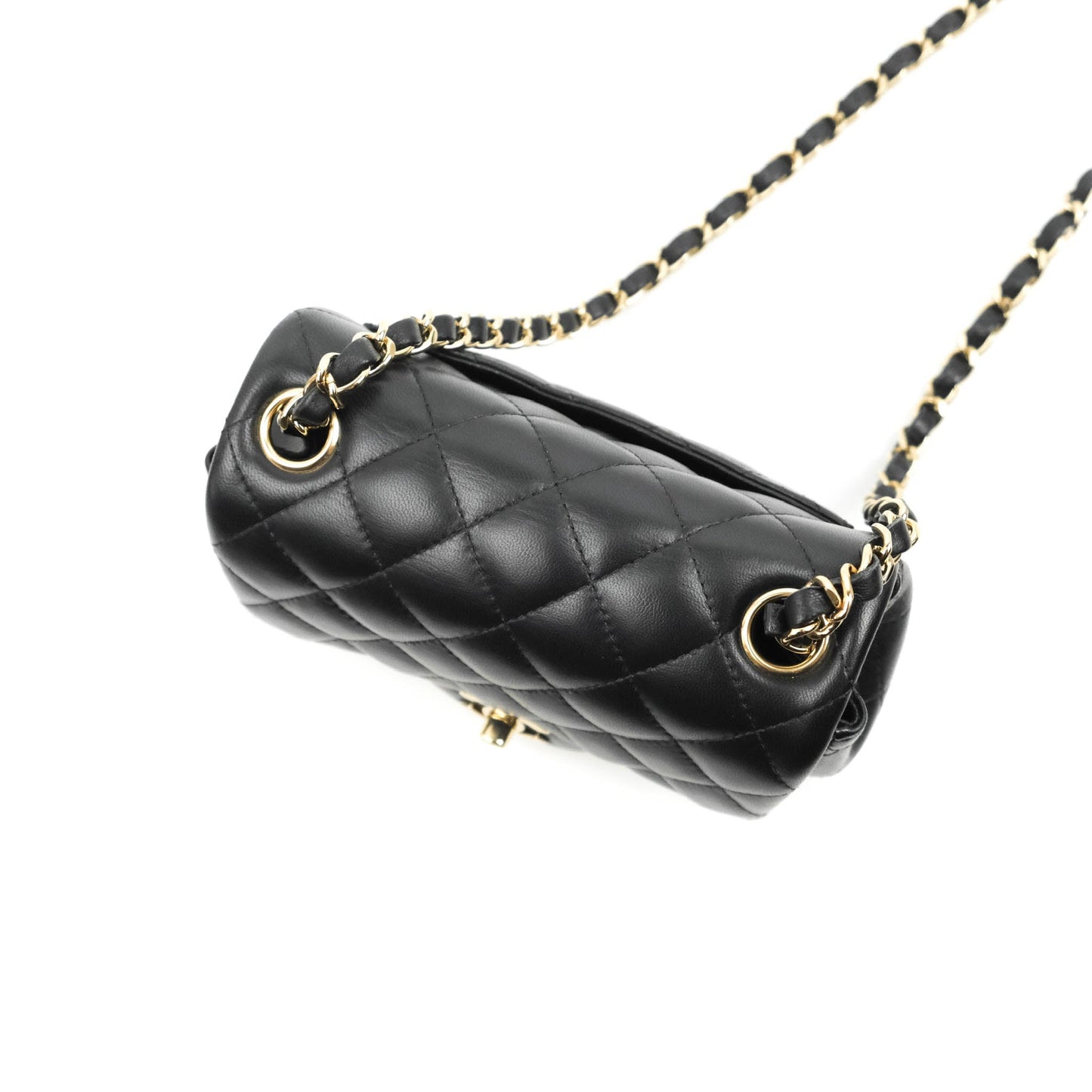 Chanel Mini Square Black Lambskin Gold Hardware