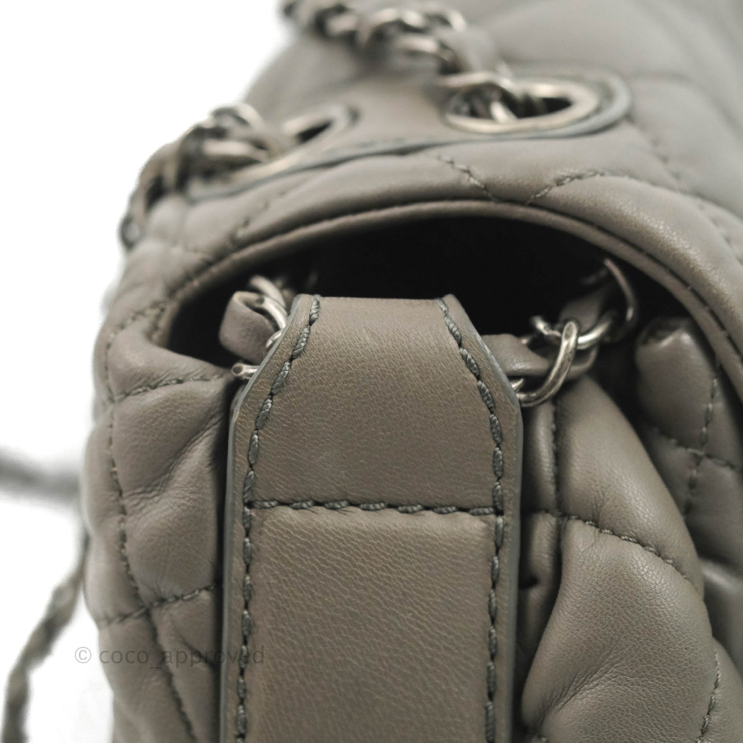 Chanel Medium Quilted Soft Accordion Flap Bag Grey Lambskin