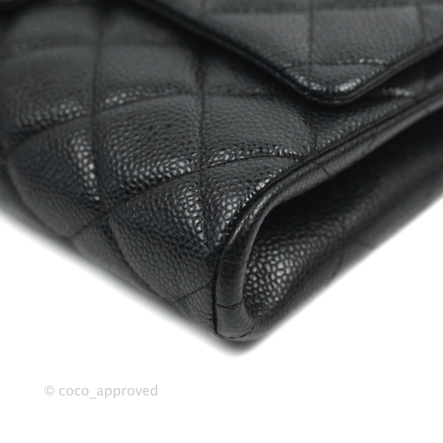 Chanel Quilted Clutch with Chain Black Caviar Silver Hardware