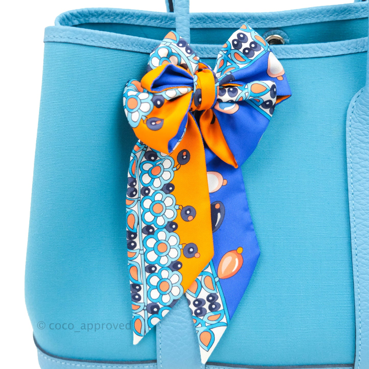 Hermès Garden Party 30 Canvas Bleu De Nord with Twilly