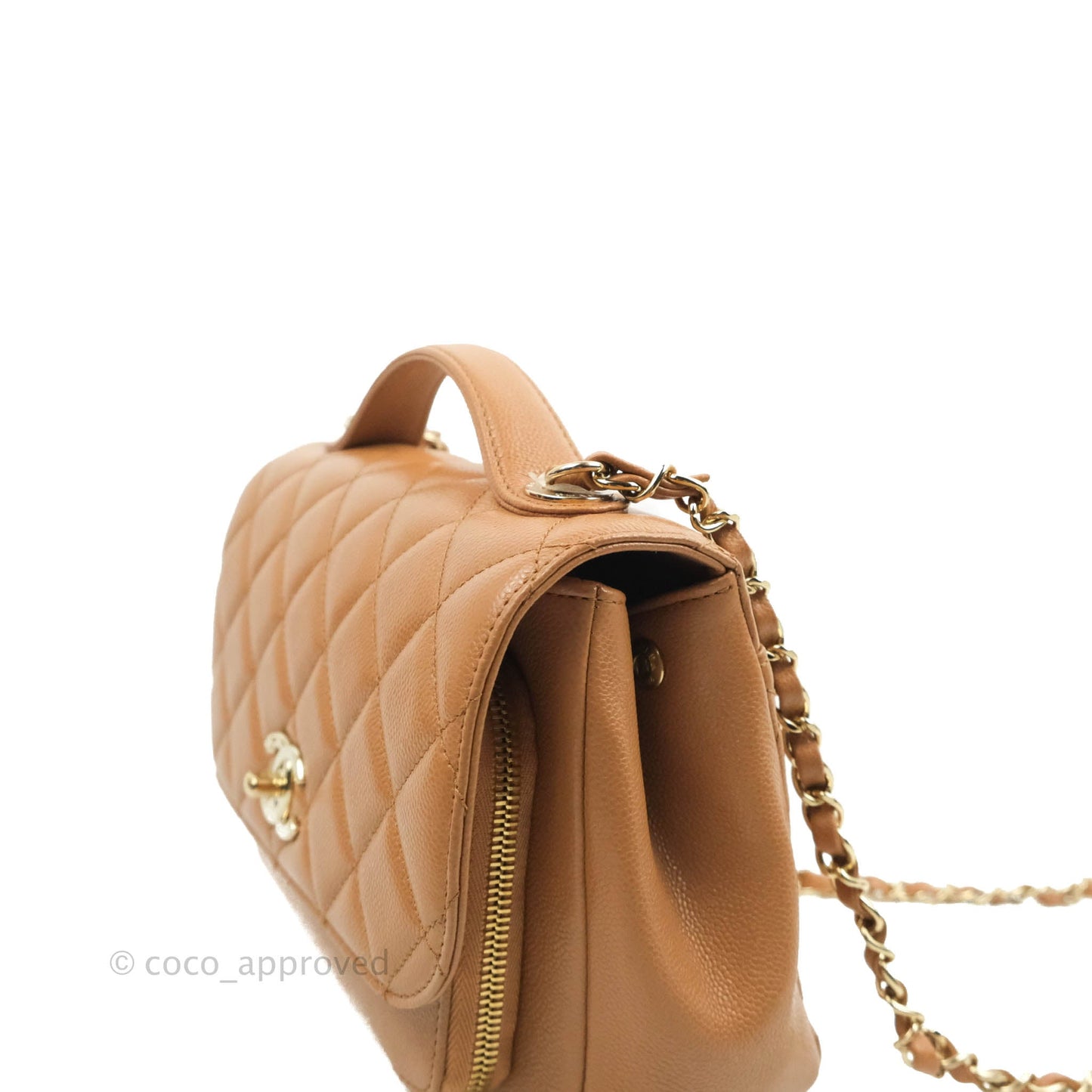 Chanel Quilted Medium Business Affinity Flap Caramel Caviar Gold Hardware 21P