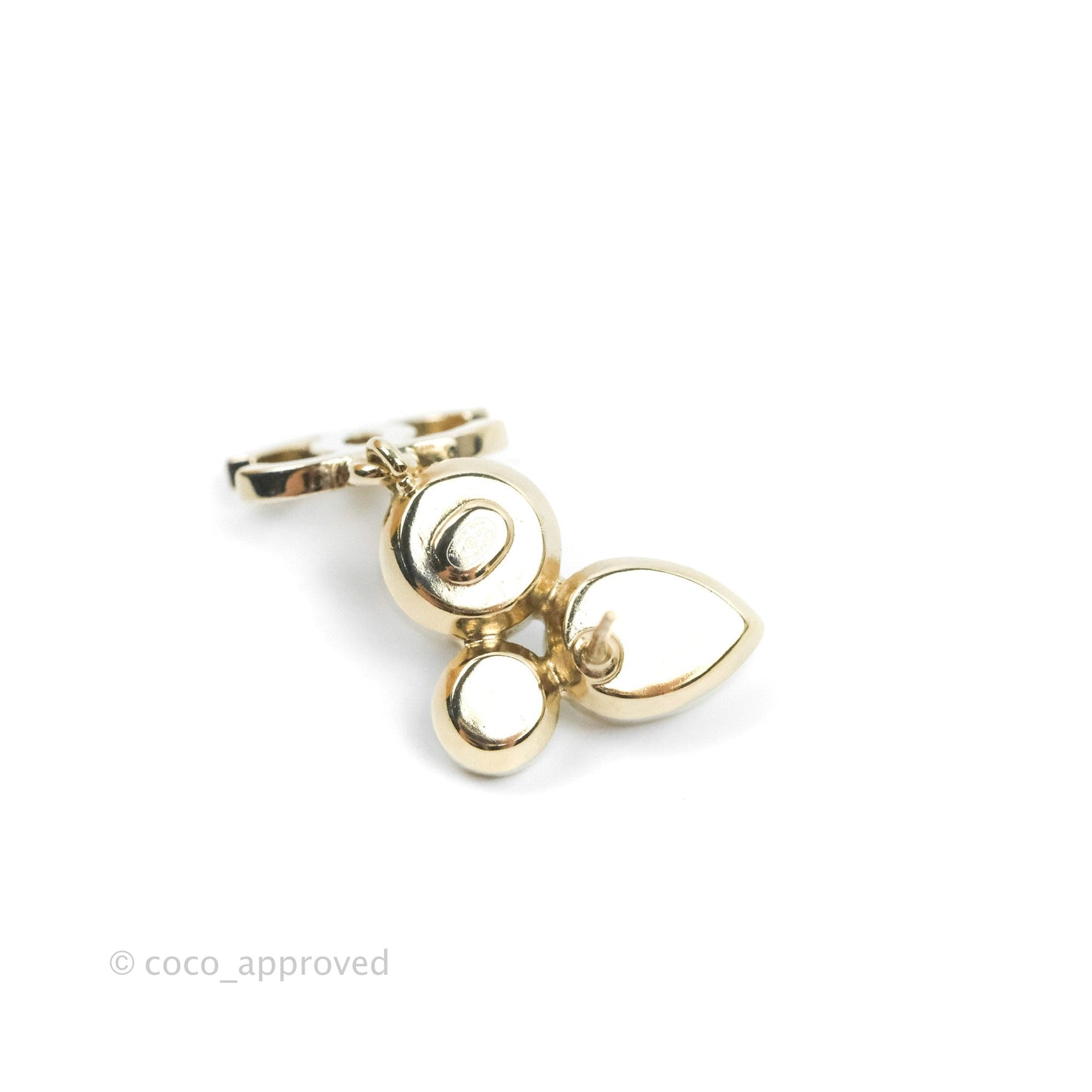 Chanel Crystal Pearl CC Drop Earrings Gold Tone 22C