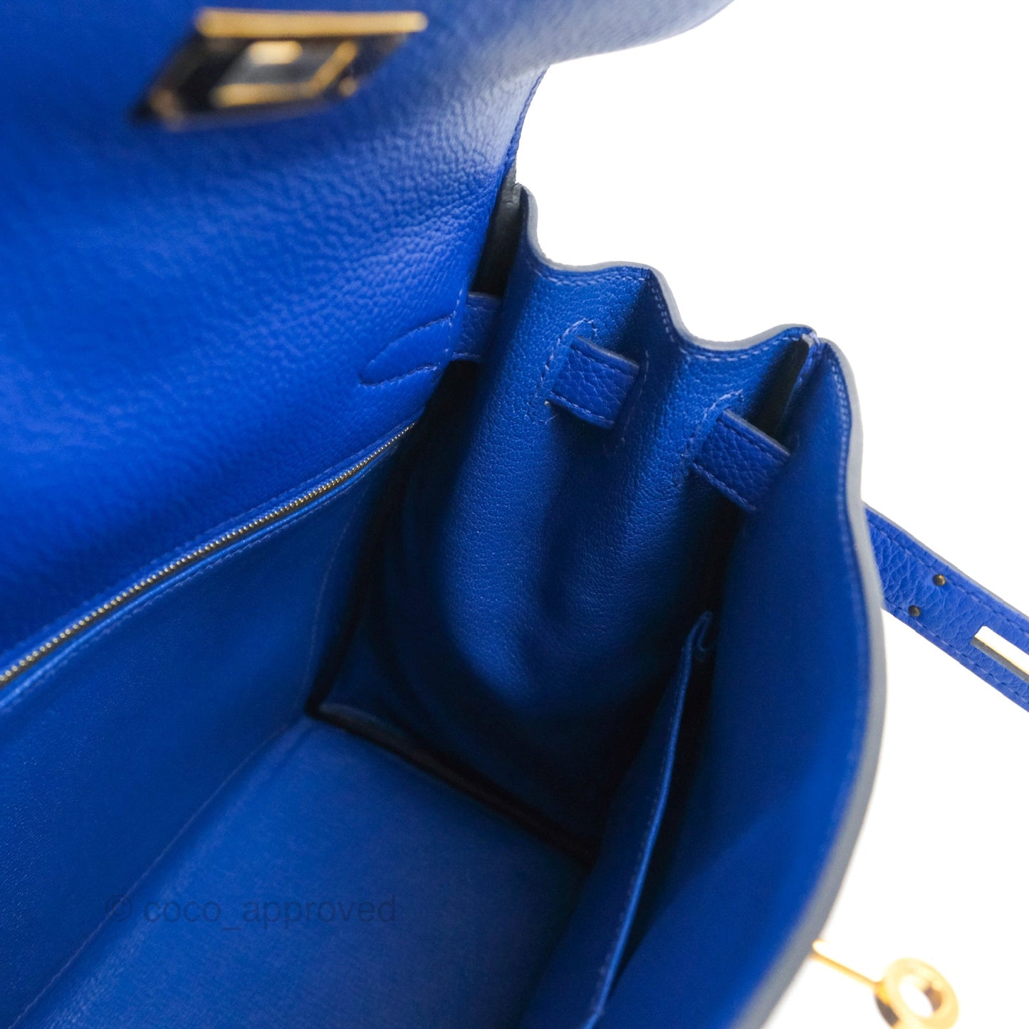 Hermès Kelly Retourne 28 Bleu Royal Togo Gold Hardware