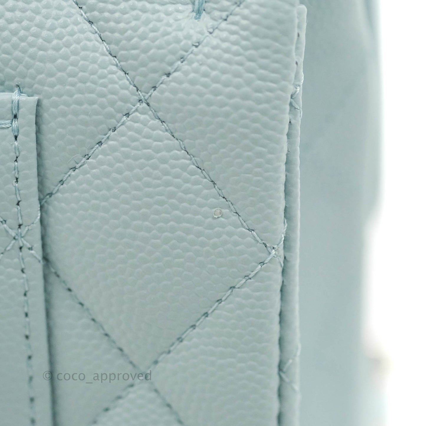 Chanel Small Classic Quilted Flap Light Blue Caviar Gold Hardware