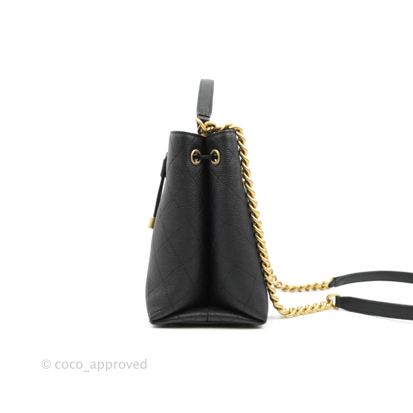 Chanel Black Grained Calfskin Drawstring Bucket Bag