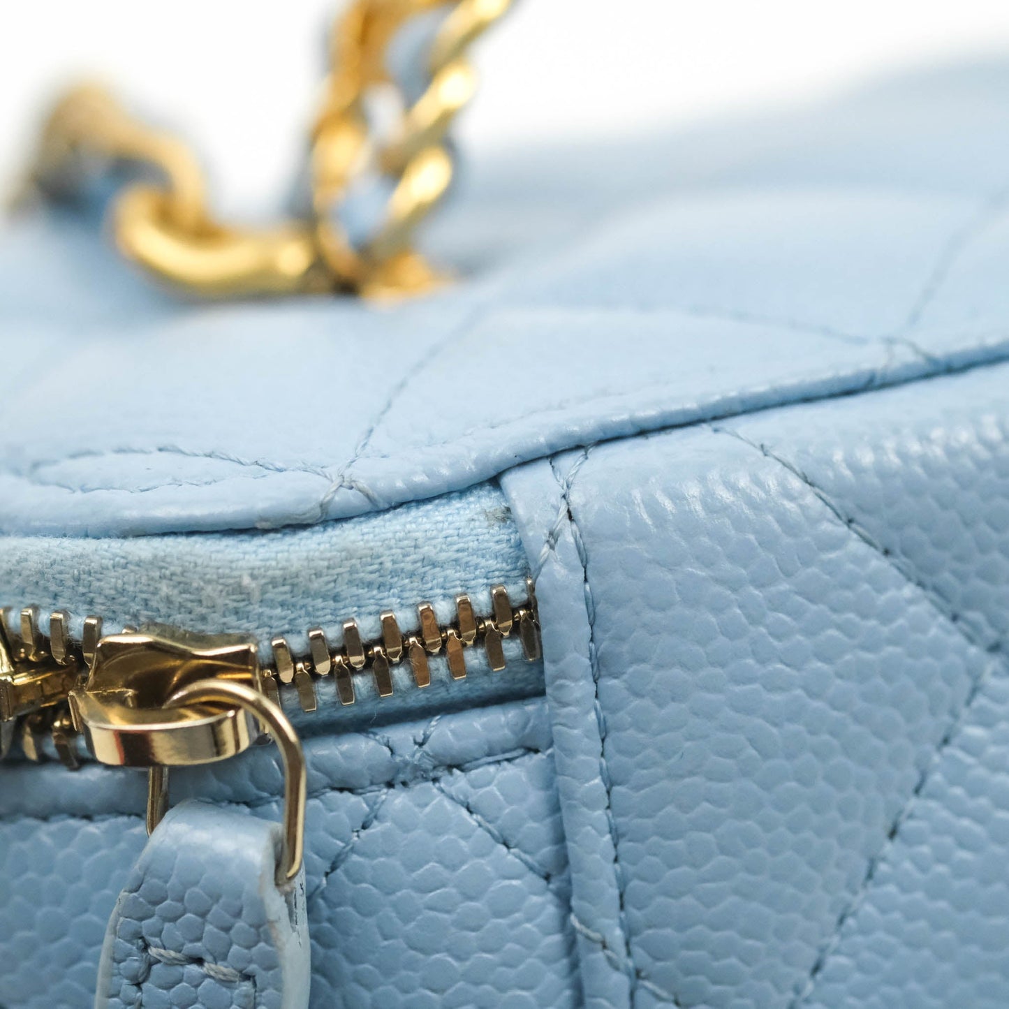 Chanel Vanity Rectangular with Top Handle Pick Me Up Blue Caviar Aged Gold Hardware 22S