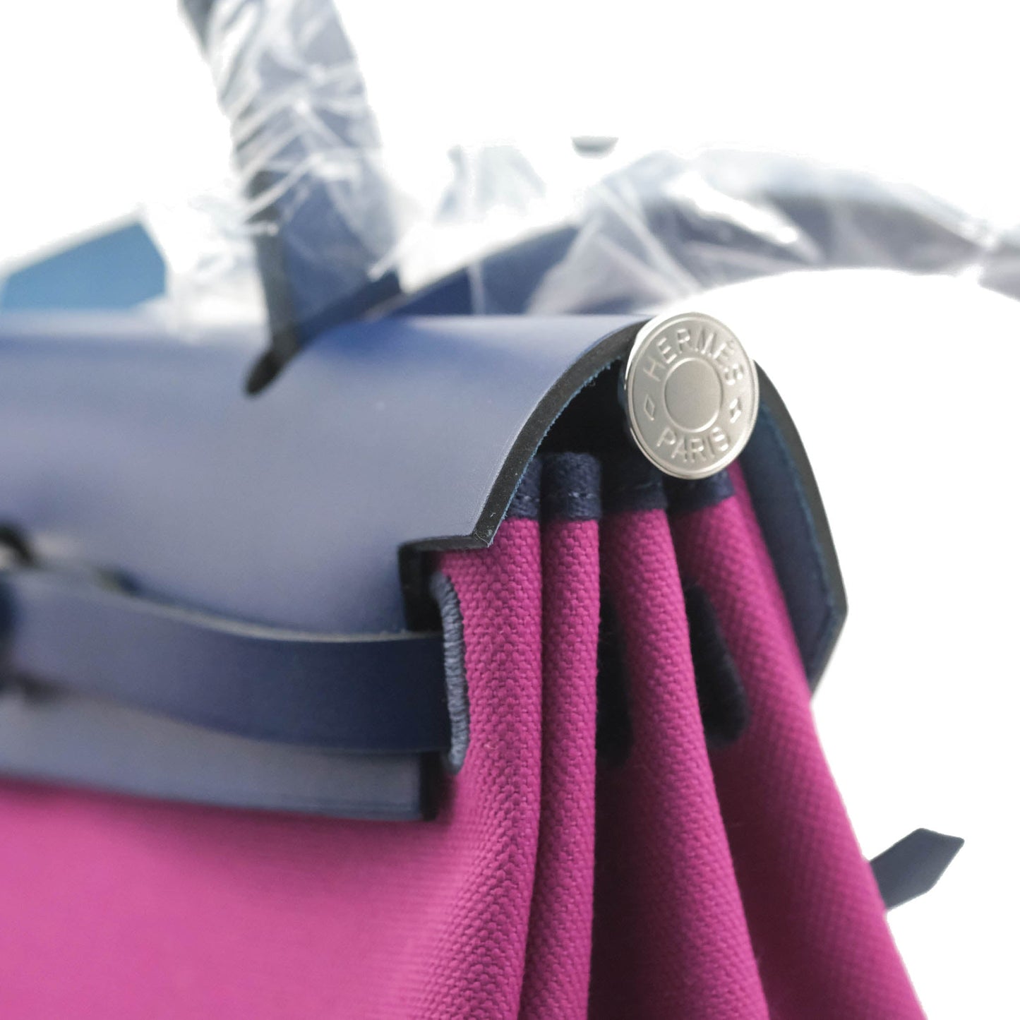 Hermès Herbag Zip 31 Toile Militaire Vache Hunter Rose Pourpre Bleu Saphir Palladium Hardware
