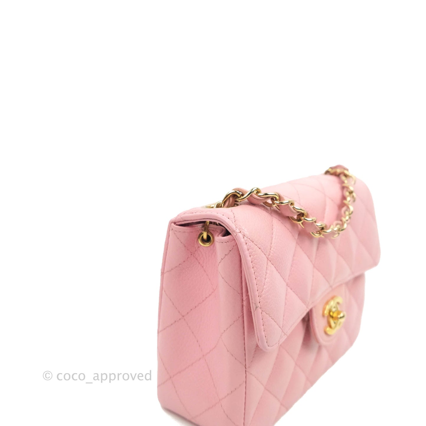 Chanel Quilted Vintage Mini Square Flap Pink Caviar Pink Hardware