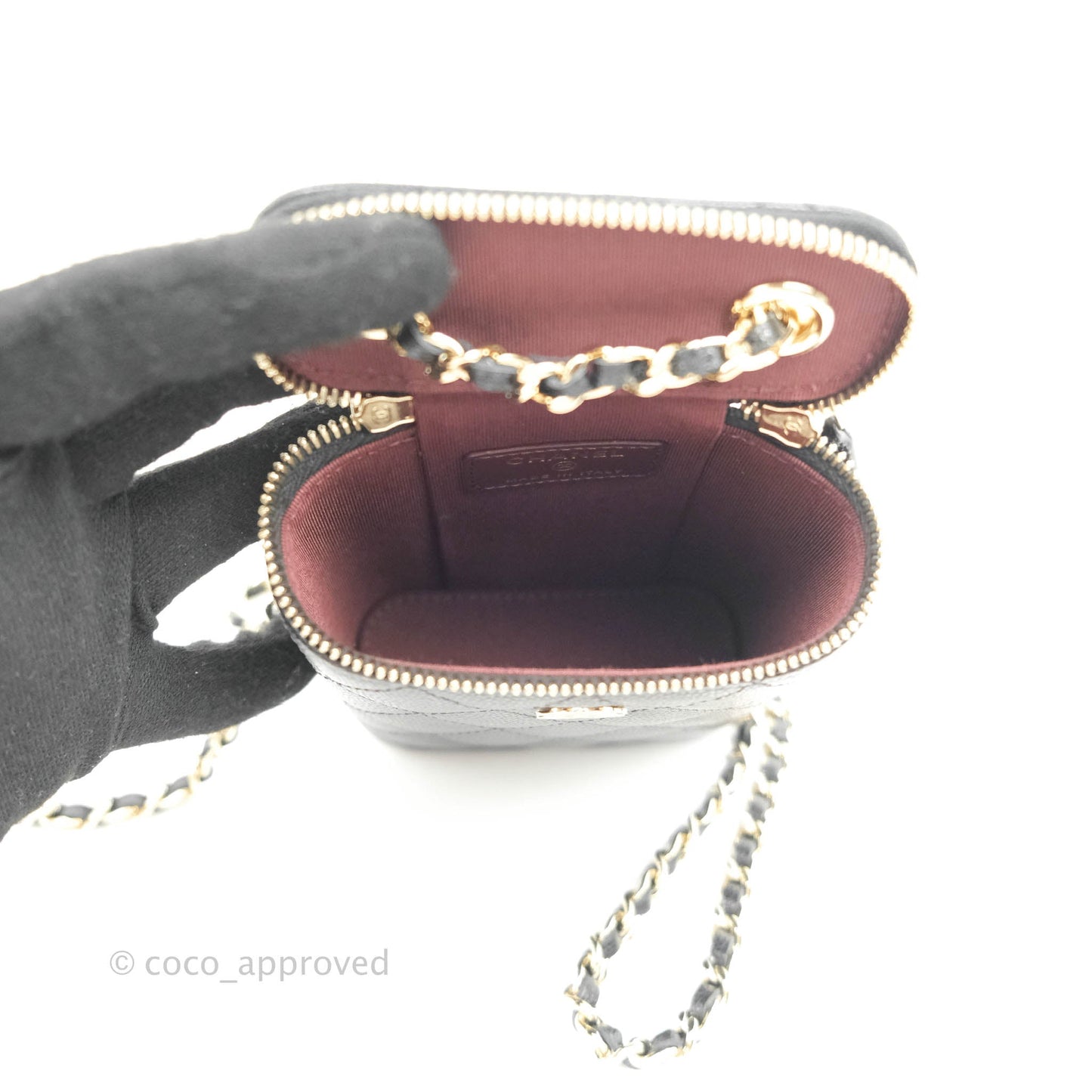 Chanel Classic Mini Vanity With Chain Black Caviar Gold Hardware
