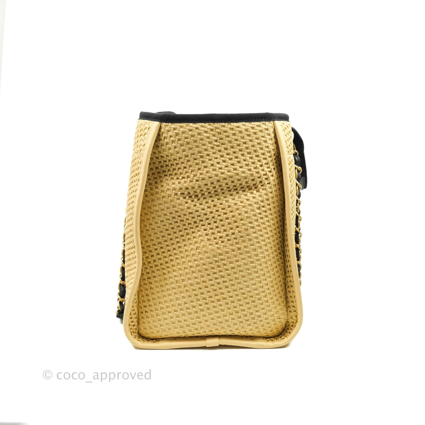 Chanel Large Deauville Tote Woven Chain Leather Logo 21S