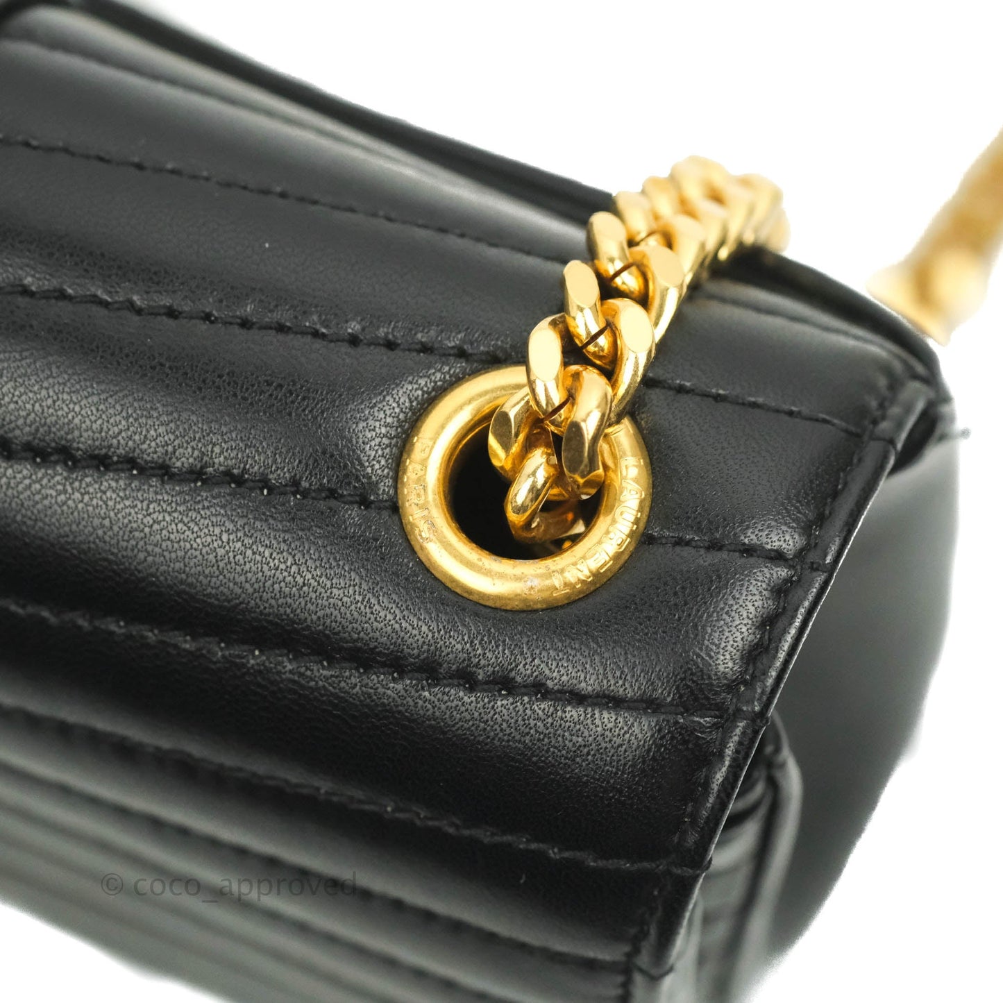 Saint Laurent Small Sulpice Triple V-Flap Black Lambskin Crossbody Bag