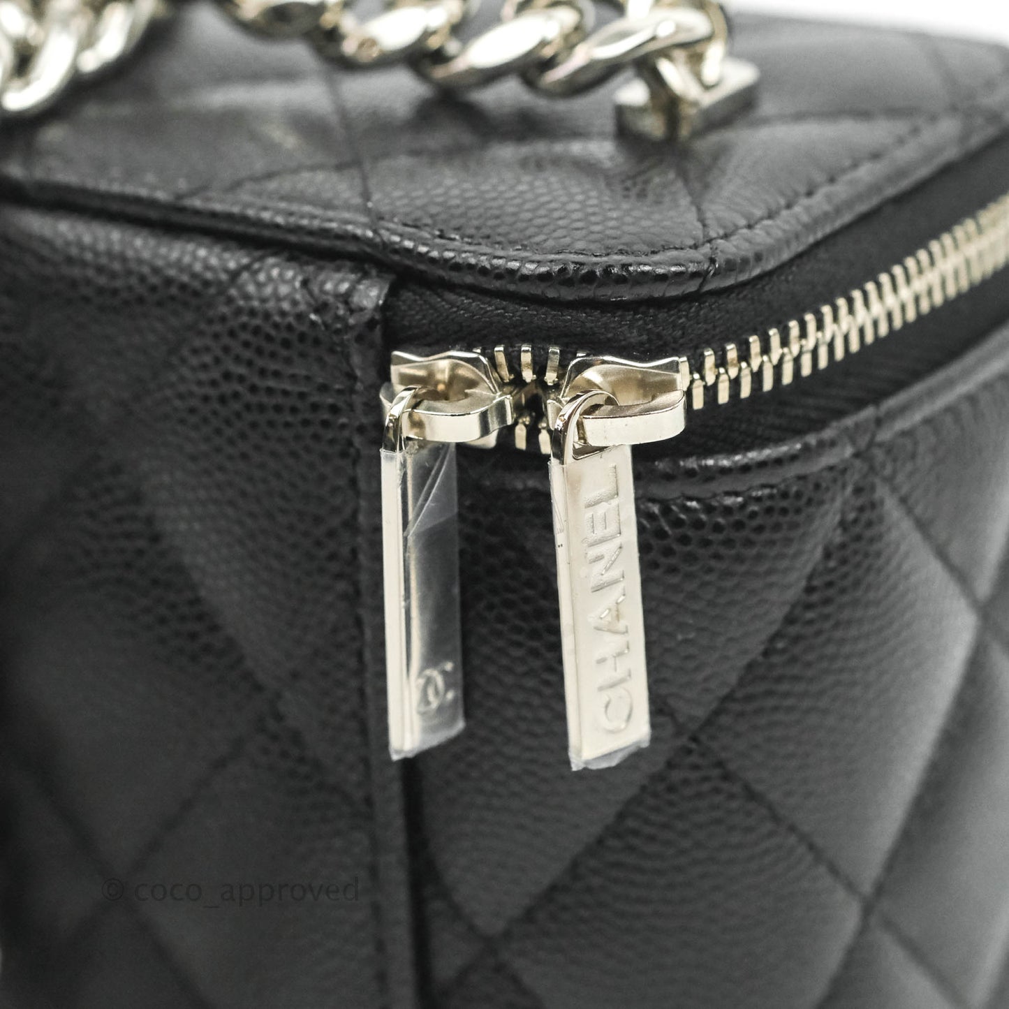 Chanel Mini Vanity With Coco Chain Black Caviar Silver Hardware