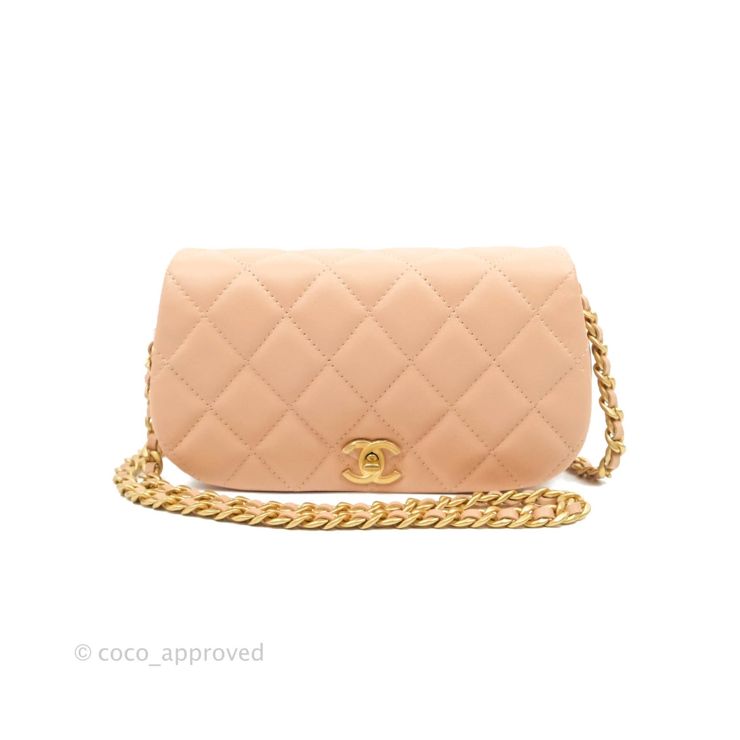 Chanel Clutch with Chain Beige Pink Calfskin Aged Gold Hardware