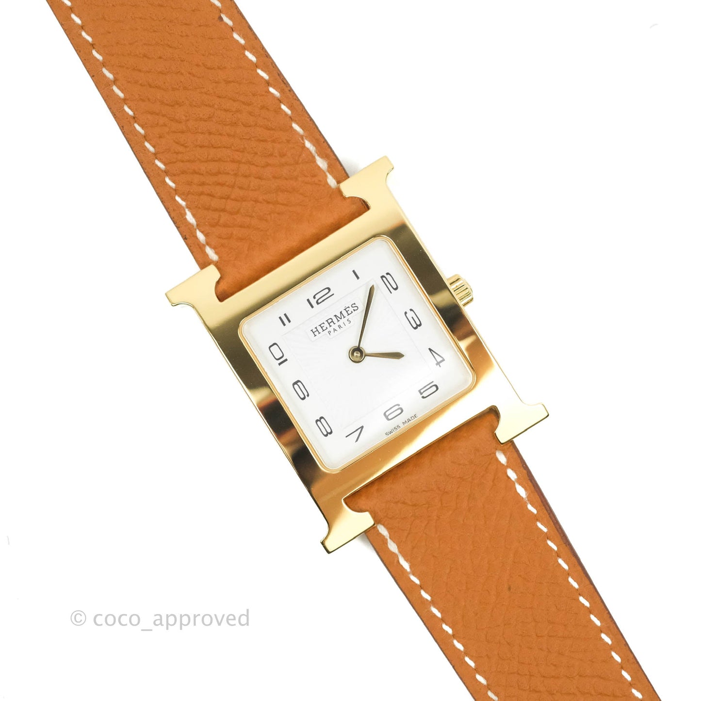 Hermès Heure H PM Watch Gold Epsom Gold Hardware