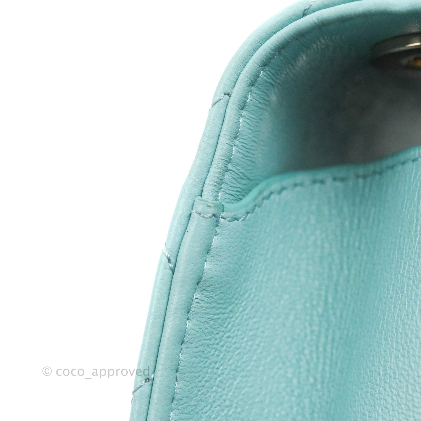 Chanel Mini Quilted Trendy CC Clutch With Chain Tiffany Blue Lambskin Gold Hardware