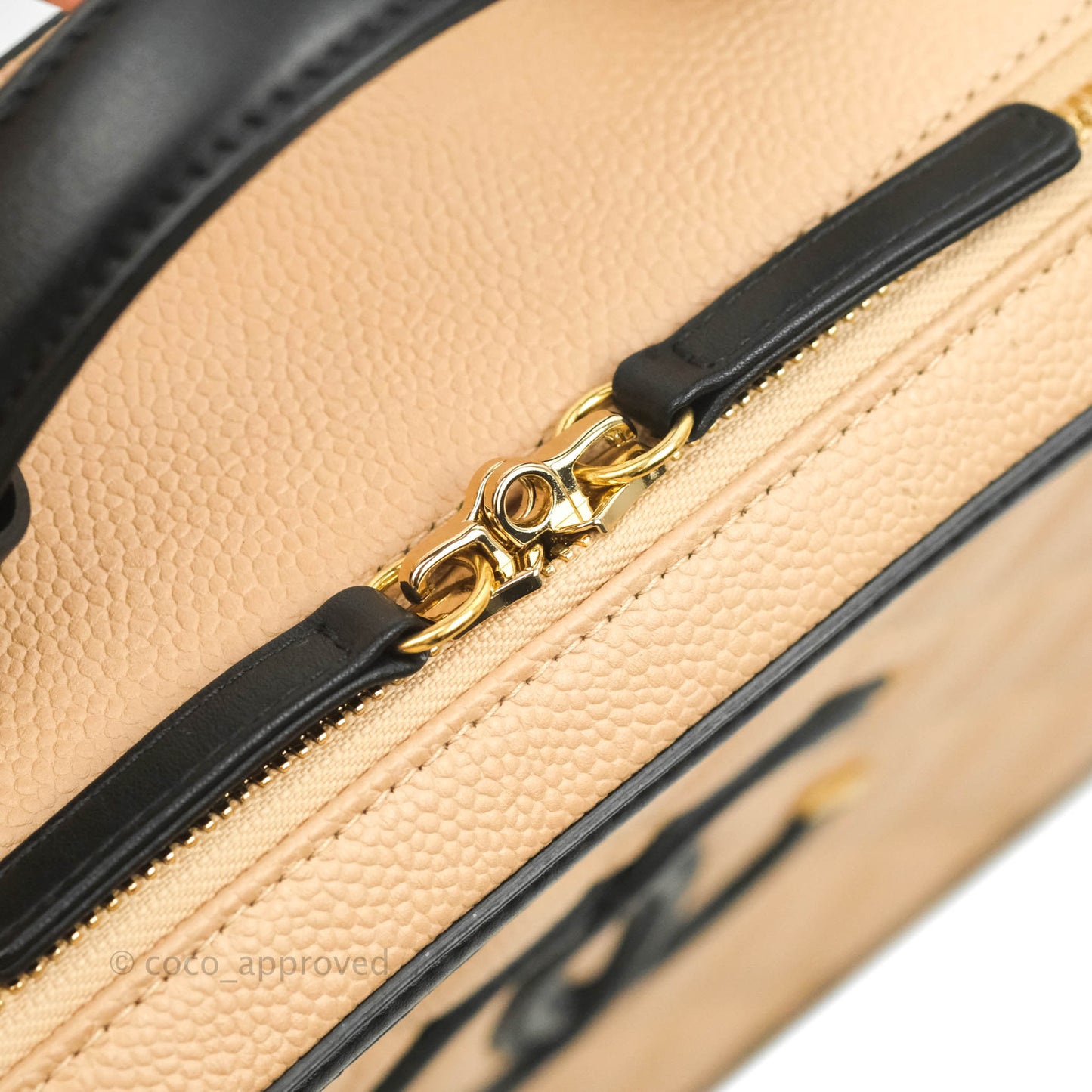 Chanel Quilted Large CC Filigree Vanity Case Beige Caviar Gold Hardware
