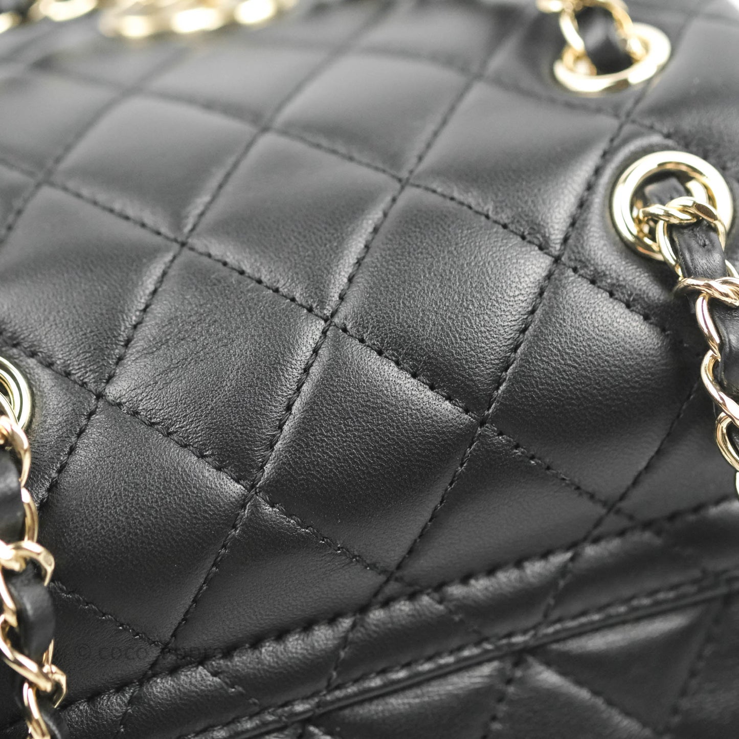Chanel Quilted Small Duma Drawstring Backpack Black Lambskin 22A