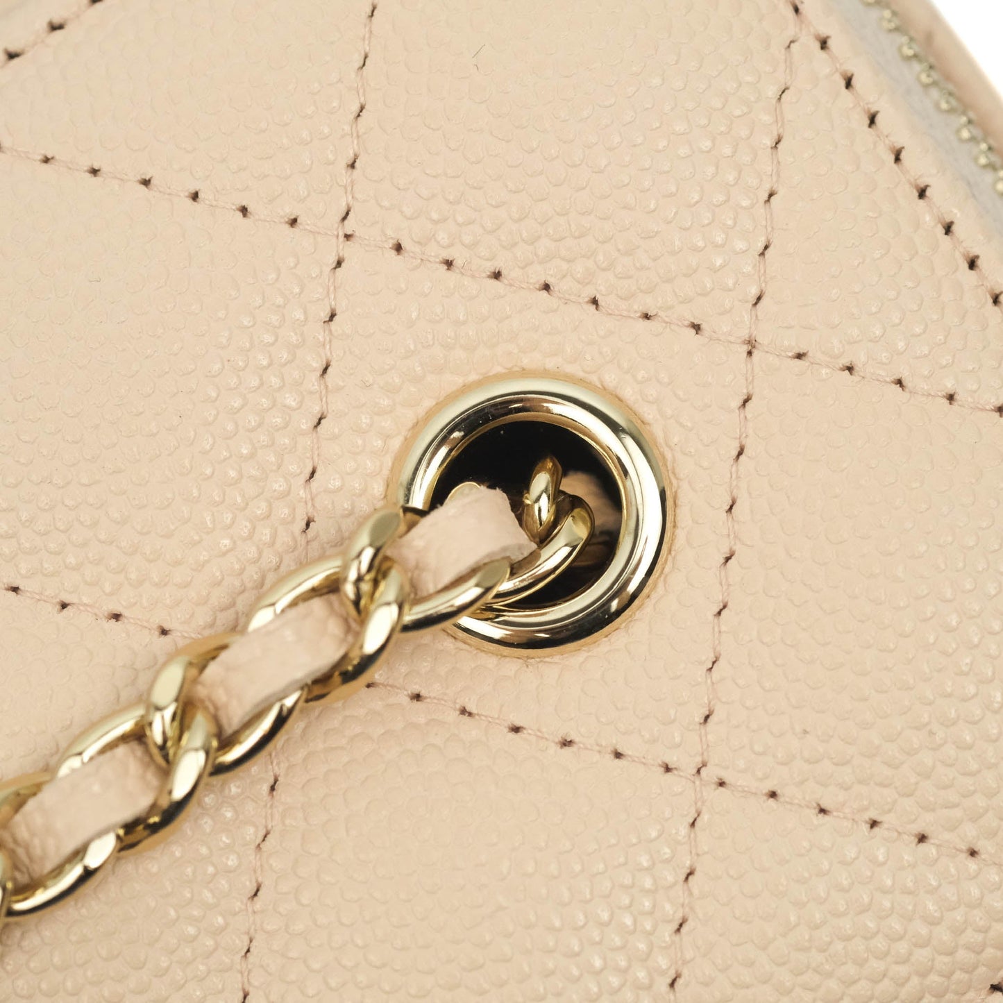 Chanel Vanity with Classic Chain Light Beige Caviar Gold Hardware 22C