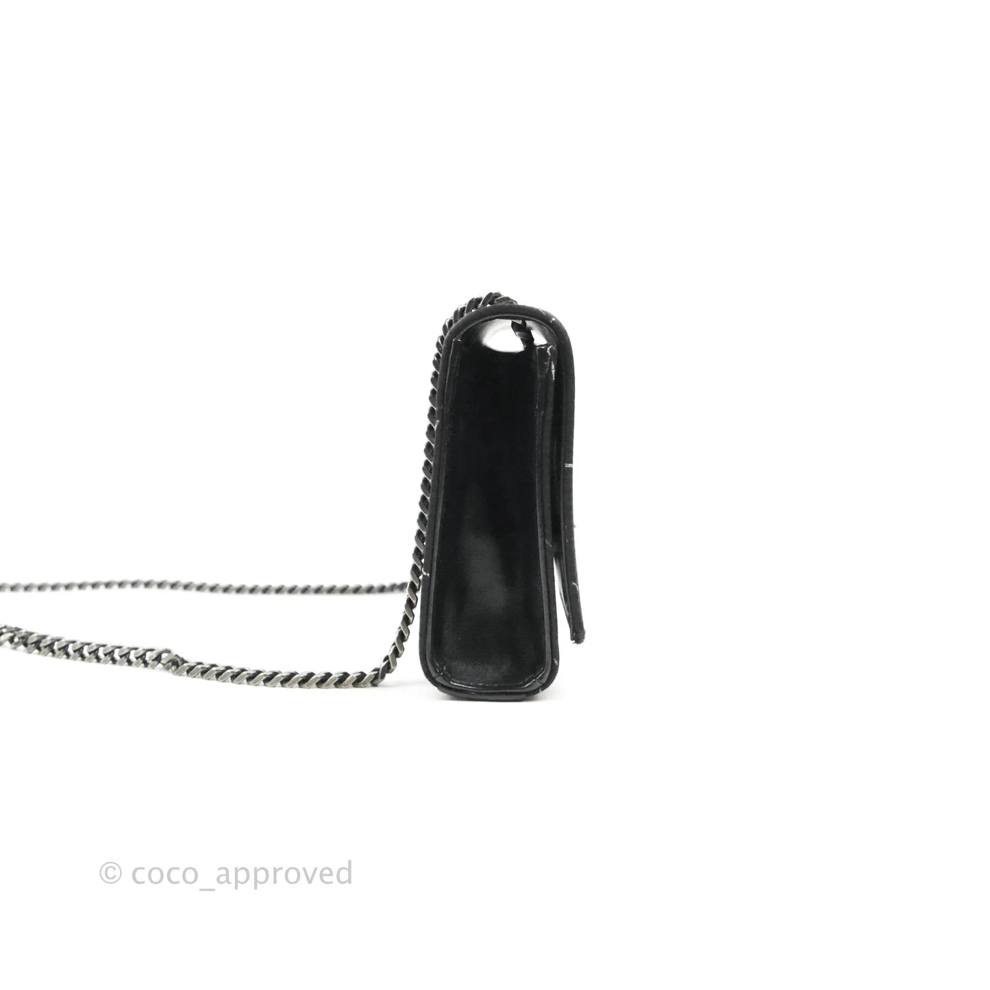 Saint Laurent Small Kate Marbled Stain Chain Bag Black Ruthenium Hardware