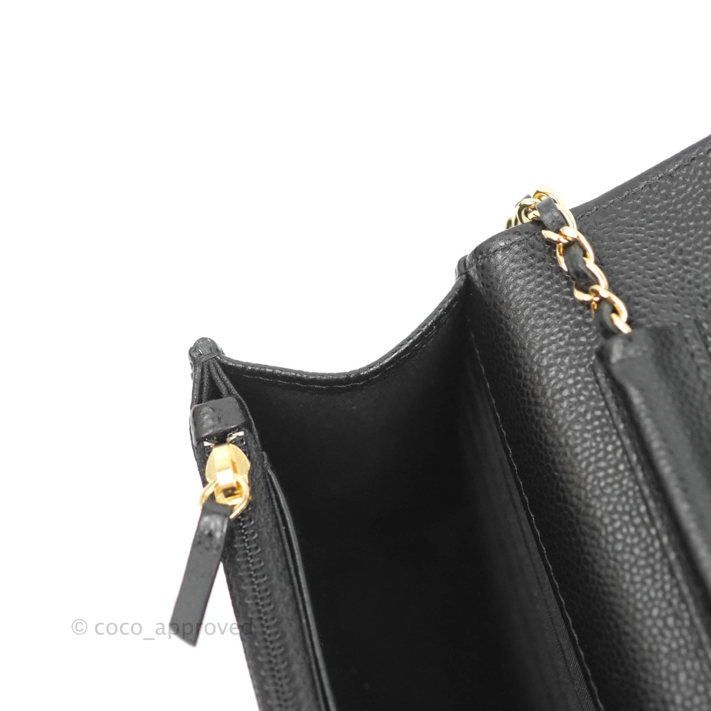 Chanel Quilted Wallet on Chain WOC CC Coco Chain Black Caviar Gold Hardware