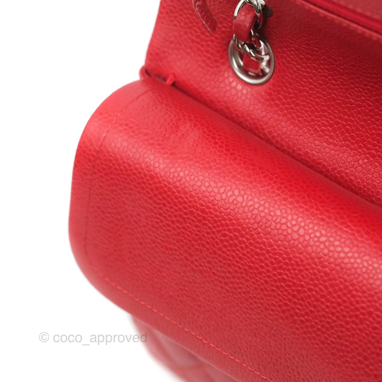Chanel Classic M/L Medium Flap Quilted Red Caviar Silver Hardware