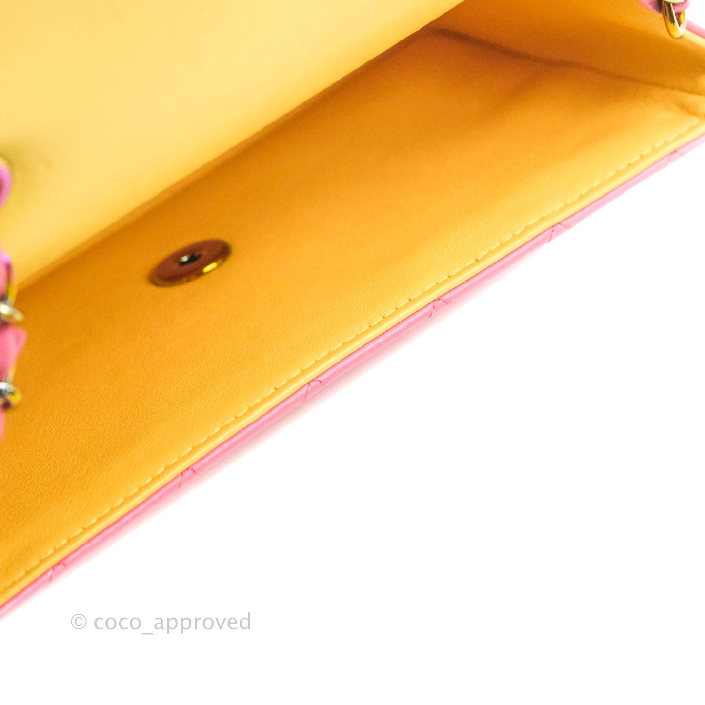 Chanel Mini Rectangular Pink Lambskin Rainbow Hardware