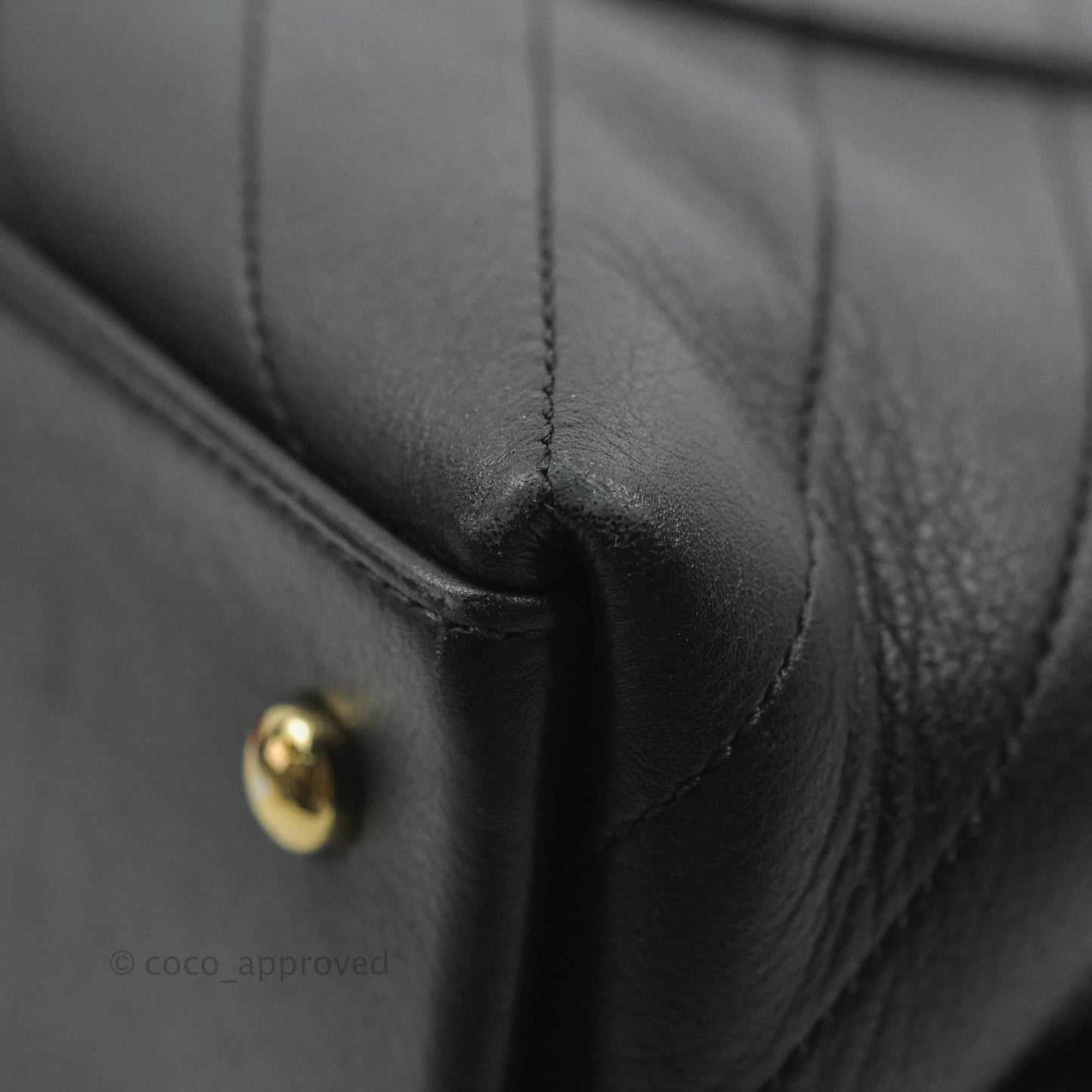Chanel Chevron Top Handle Black Calfskin Gold Hardware