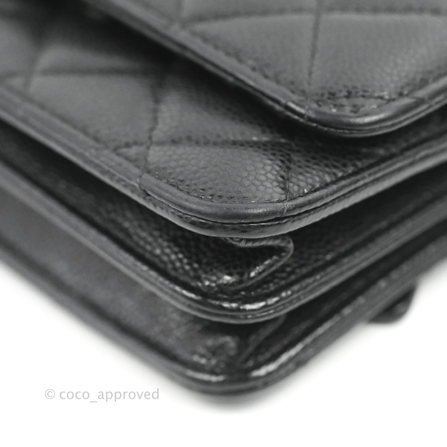 Chanel Quilted Mini Wallet on Chain WOC Black Caviar Silver Hardware