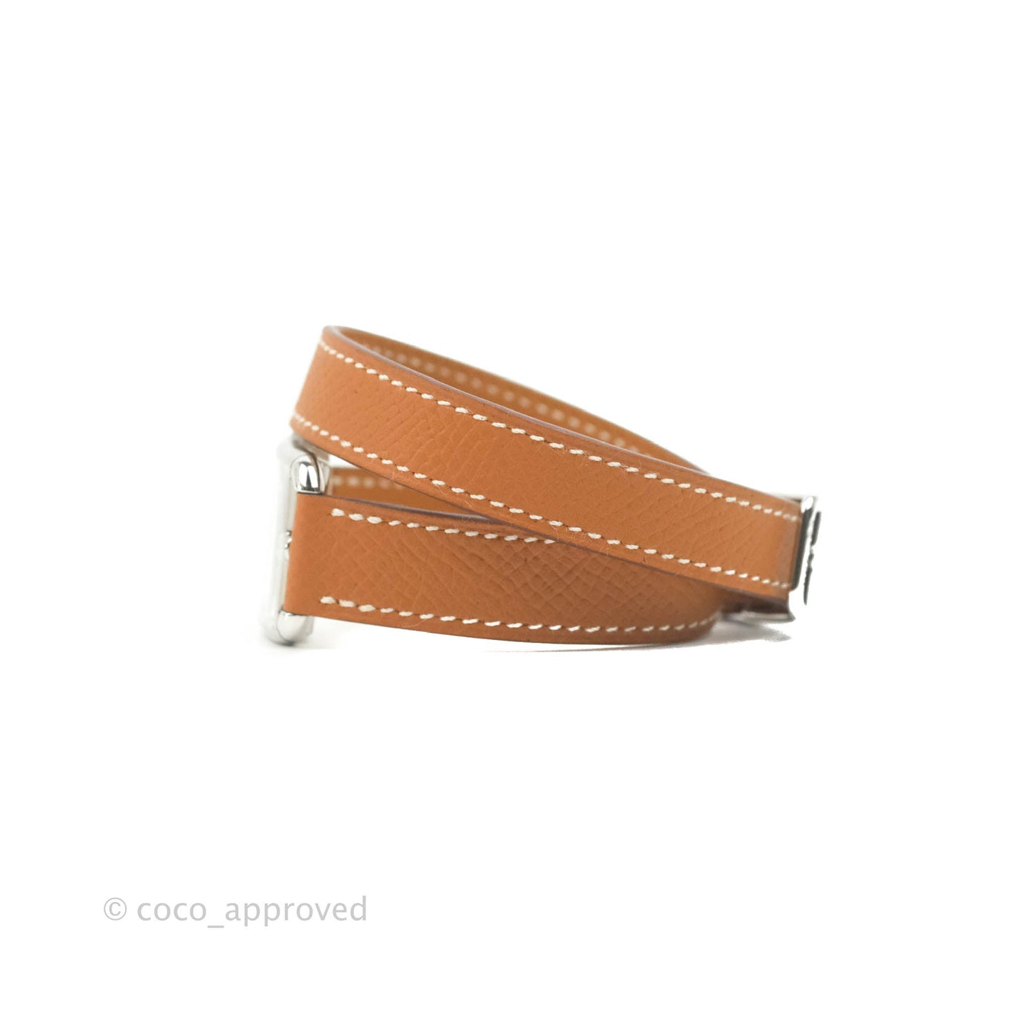 Hermès Cape Cod Steel Watch in Gold Calfskin Strap