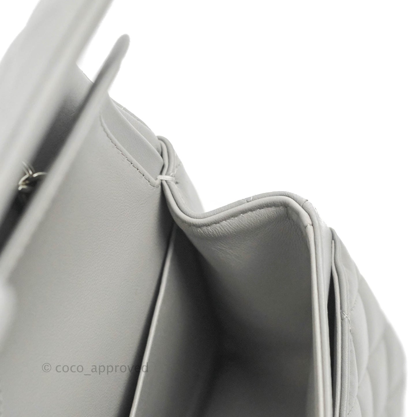 Chanel Small Classic Quilted Flap Grey Lambskin Silver Hardware