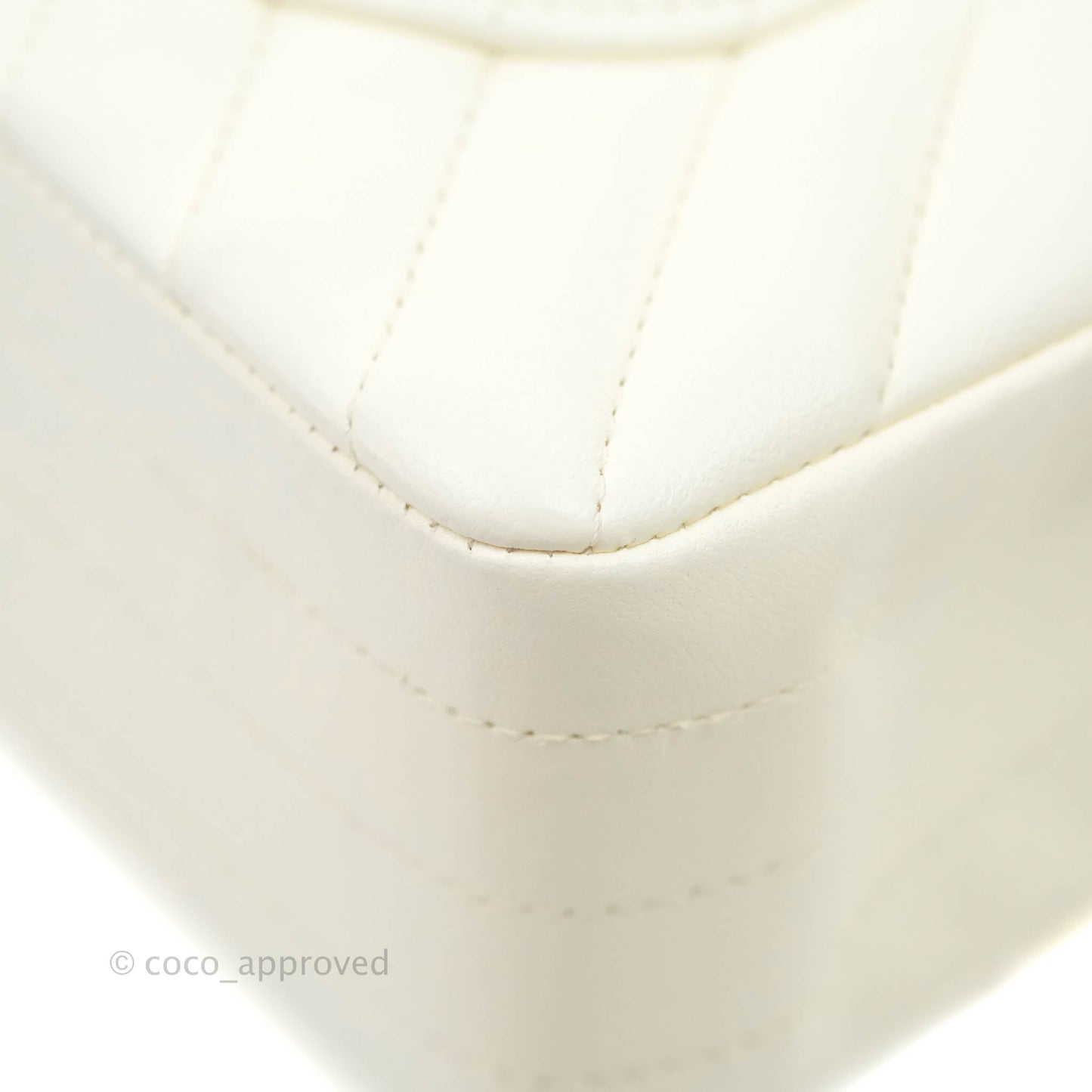 Chanel Classic Chevron S/M Small Double Flap Ivory White Lambskin Gold Hardware