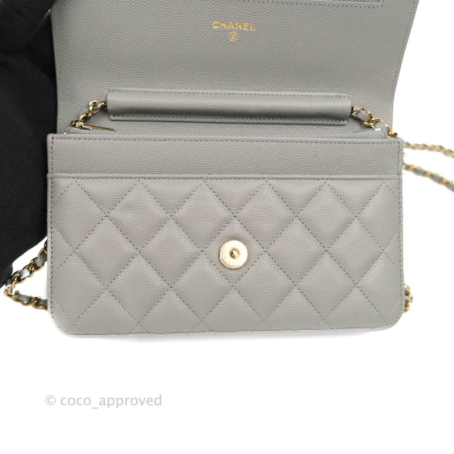 Chanel Wallet On Chain WOC Caviar Grey Gold Hardware