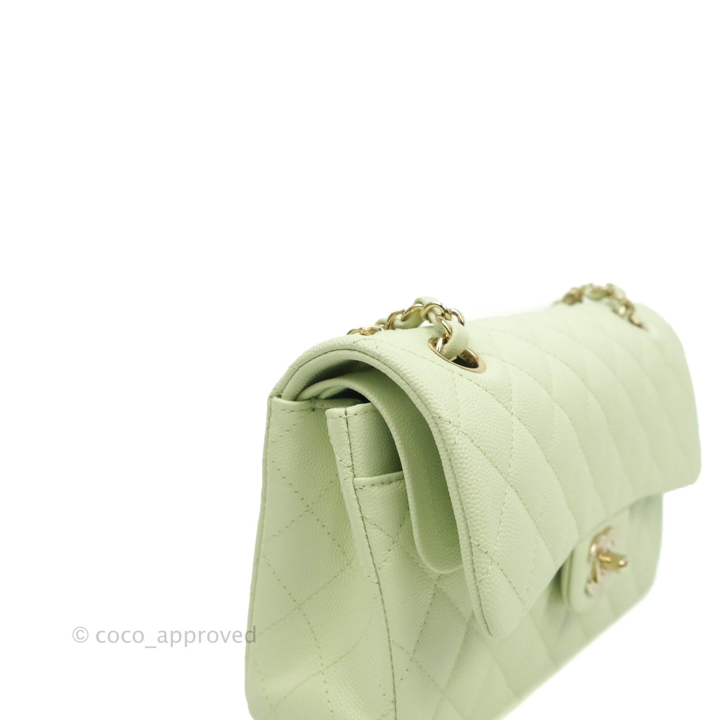 Chanel Small Quilted Classic Flap Mint Green Caviar Gold Hardware 22C