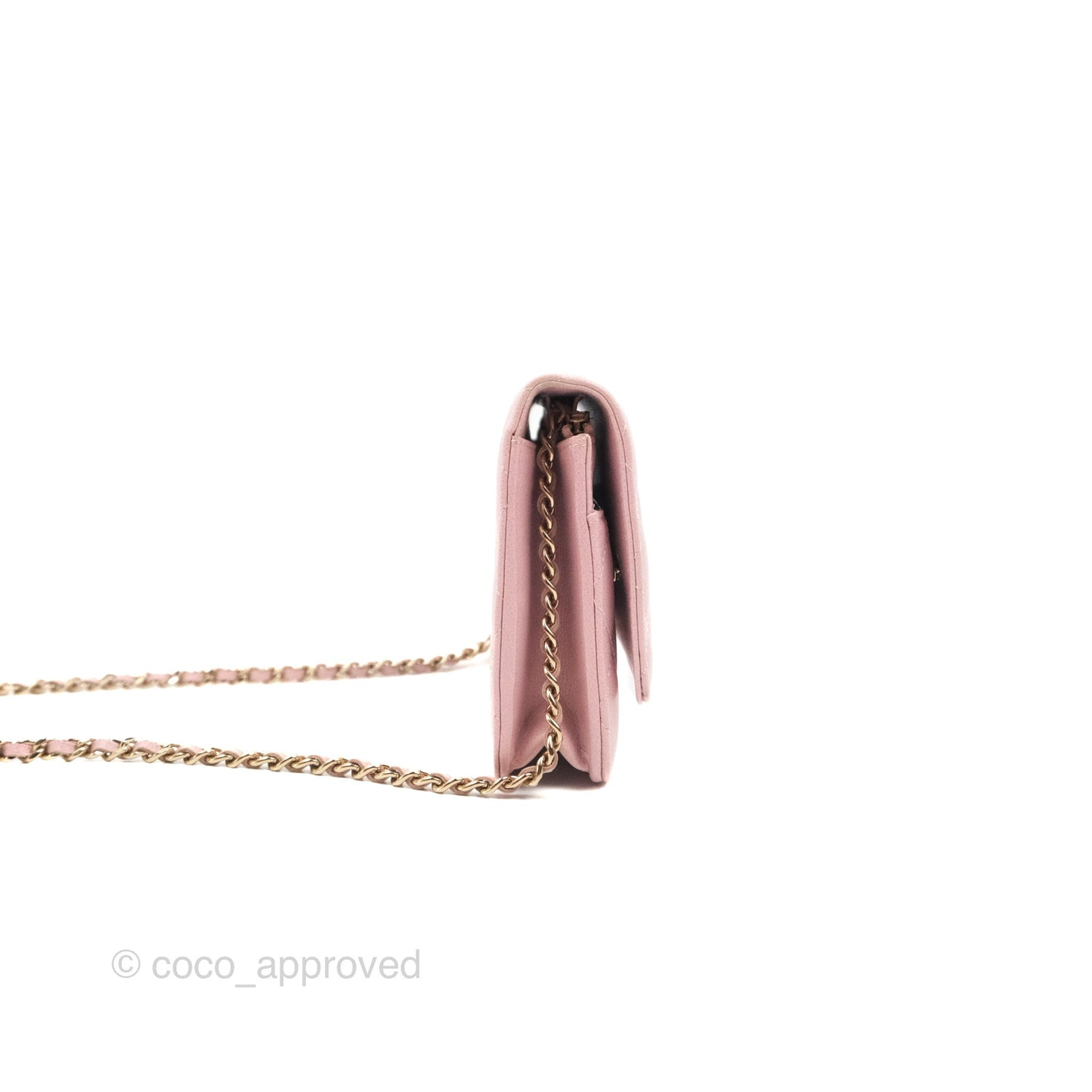Chanel Quilted Wallet on Chain WOC Light Pink Caviar Gold Hardware